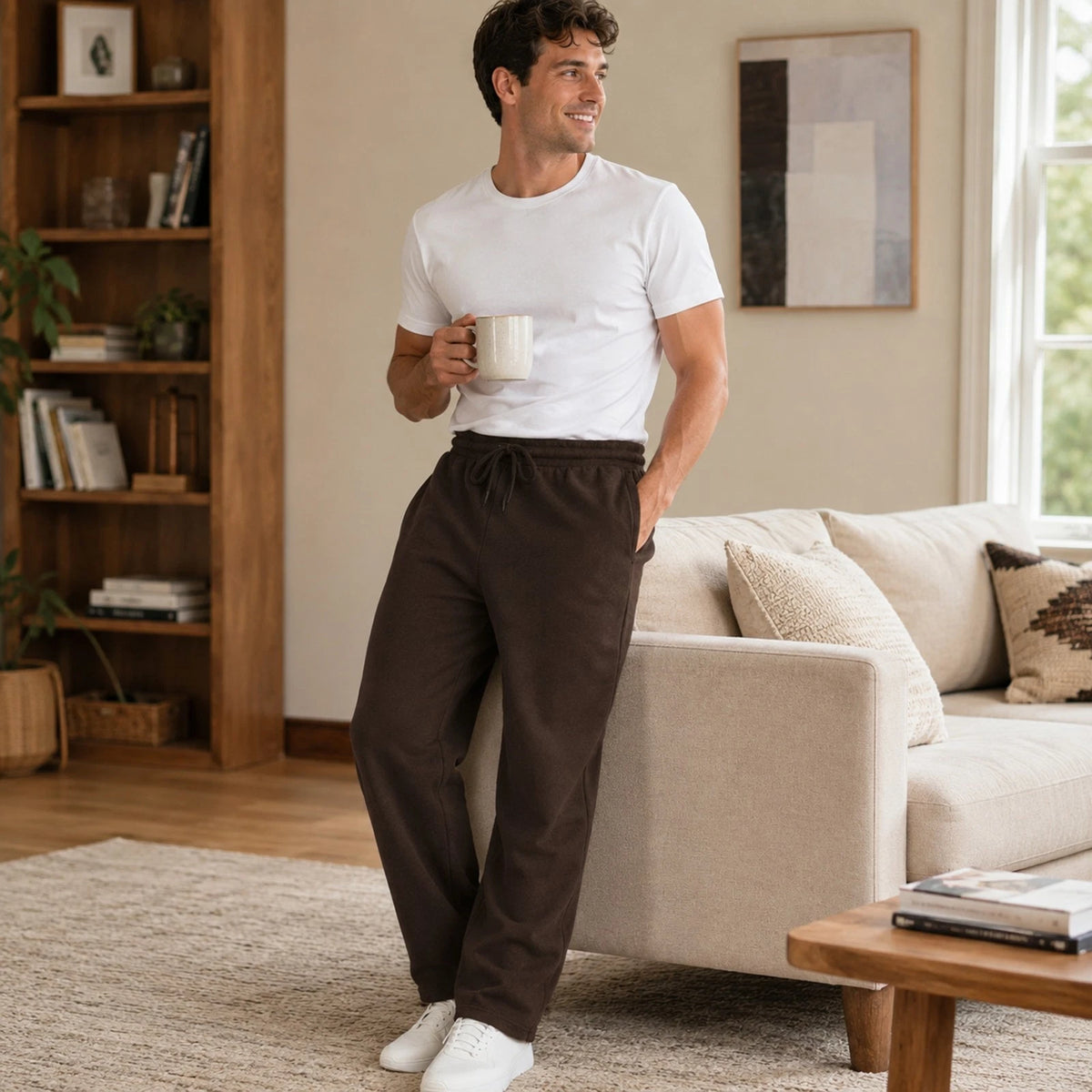 3-Pack Men's Heavyweight Fleece Sweatpants Straight Fit Elastic Waistband S-3XL