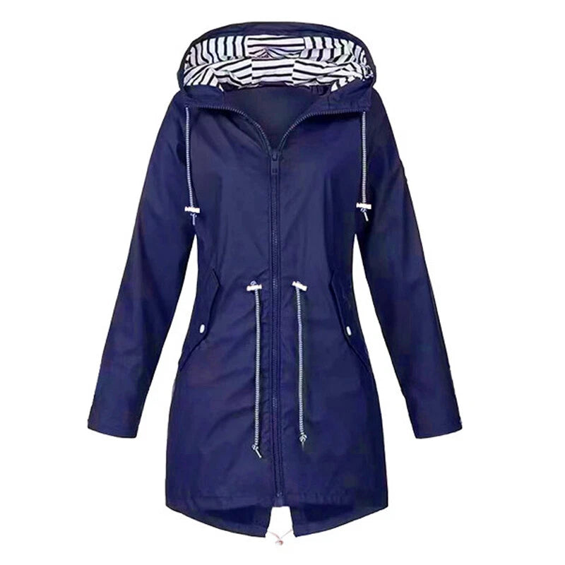 Womens Waterproof Raincoat Ladies Outdoor Wind Rain Forest Jacket Coat