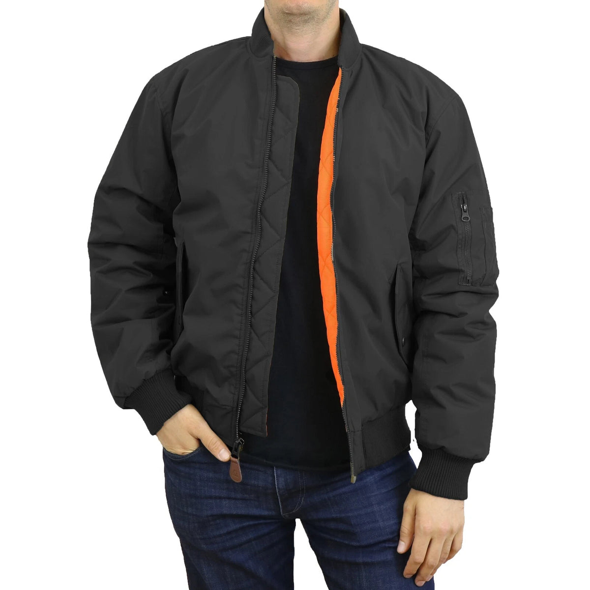 Mens Heavy Weight MA-1 Flight Bomber Jacket Full Zip Outerwear Coat Colors NWT