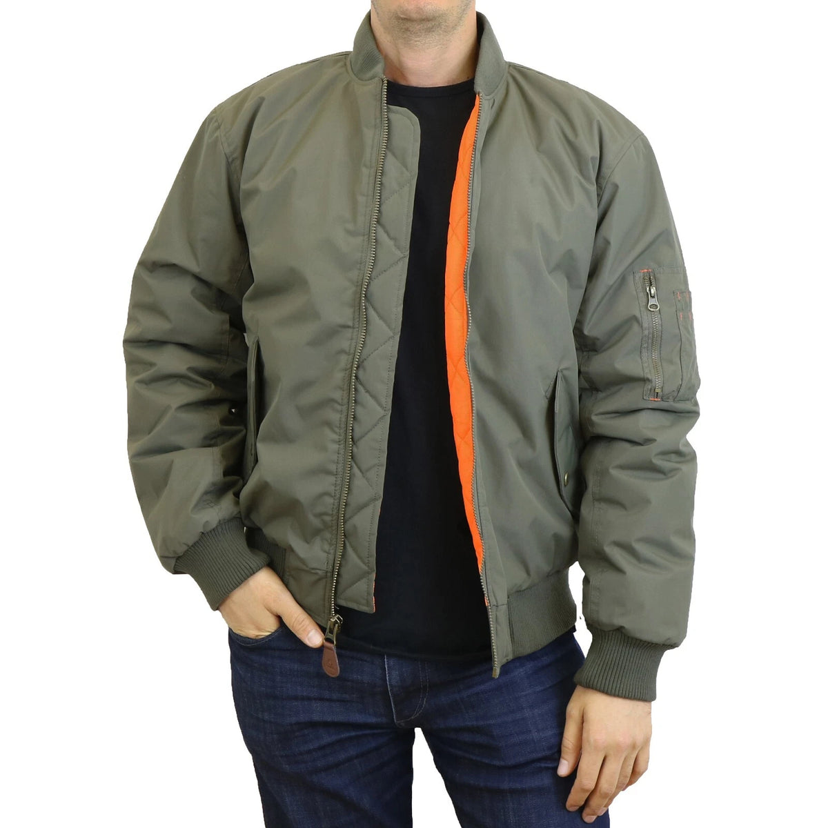Mens Heavy Weight MA-1 Flight Bomber Jacket Full Zip Outerwear Coat Colors NWT